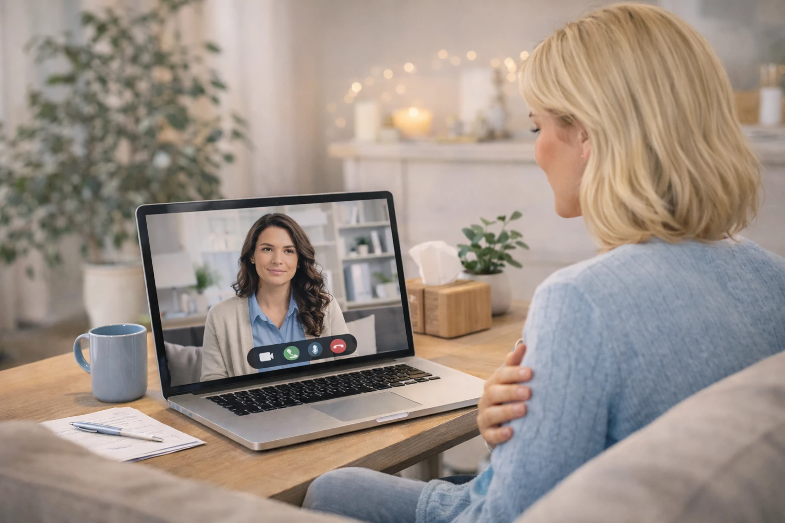 Calm supportive environment for mental health telehealth consultation