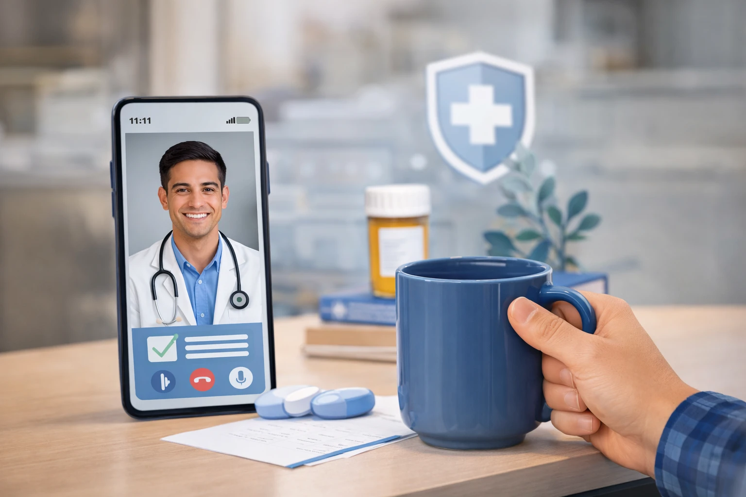 Australian GP doctor providing a telehealth consultation