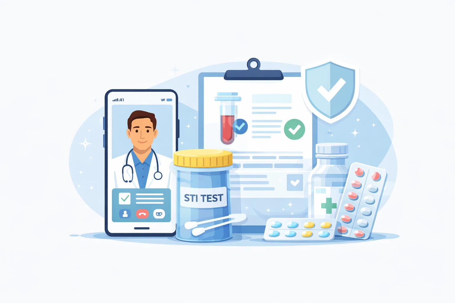Secure private consultation interface on smartphone with female doctor